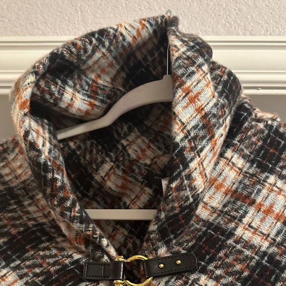 Marc New York Plaid Cape - Black, White, Tan - Picture 8 of 9